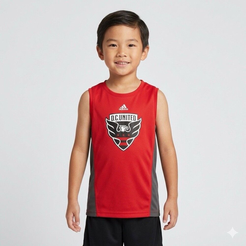 Adidas Youth M (5/6) DC United MLS Soccer Performance Tank Top Red Sleeveless